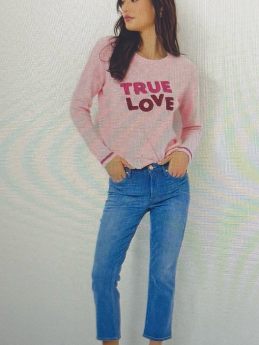 Lilly Pulitzer, NWT Pink "True Love" Graphic Pippy Sweater sz small